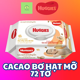 Khăn ướt Huggies chiết xuất Ca cao và Bơ hạt mỡ gói 72 miếng