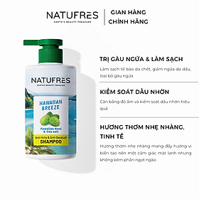 Dầu gội NATUFRÈS Hawaiian Breeze Muối Biển và Trái Nhàu - Trị gàu ngứa, làm sạch, kiểm soát dầu nhờn 250ml,450ml