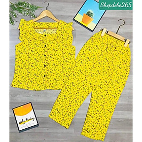 Đồ bộ nữ,đồ ngủ mặc nhà quần dài vải lụa mango họa tiết hoa nhí dễ thương size 47-60kg