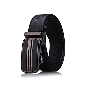 Thắt lưng nam da bò nguyên chất mặt khóa tự động hợp kim cao cấp phong cách mới - Màu đen