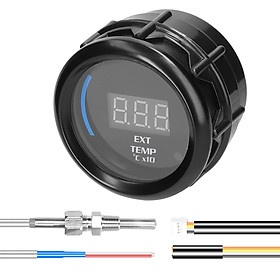 52mm Exhaust Gases Temperature Gauge Digital Car Ext Temp Meter LED Display EGT (40-120)℃x10 with Sensor Alarm Function for Car Truck Motorcycle