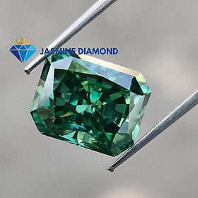 Hình ảnh Kim cương nhân tạo Mỹ Moissanite giác cắt Radiant màu xanh lá