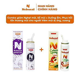 Combo Xịt Mũi Nebusal Húng Chanh và Nebusal 0.65% Giảm Nghẹt Mũi