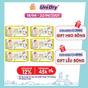 Combo 6 Khăn Ướt Unifresh Không Mùi Vitamin E 80M (80 Miếng)