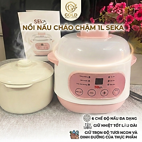 Nồi Nấu Cháo Chậm Seka Dung Tích 1L, Nồi Chưng Yến, Hầm Canh, Kho cá - Giao Màu Ngẫu Nhiên