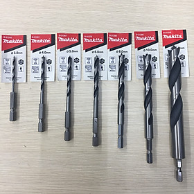 5 Mũi khoan gỗ 3, 4, 5, 6, 8mm đuôi lục giác 1/4in (6.35mm) Makita