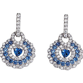 Bông tai bạc đính đá màu xanh dương PNJSilver Fantasia ZTXMK000114