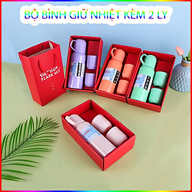Mua Bộ Bình Giữ Nhiệt Inox 304 Tặng Kèm 2 Cốc Nhiều Màu Dễ Thương Có Hộp Sang Trọng