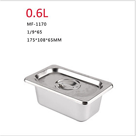 Khay inox GN 1/9 Đựng Thạch Topping Đựng Thực Phẩm Các Size (Có Nắp)