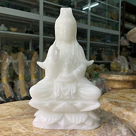 Mua Tượng Phật Quan Âm Bồ Tát Đá Cẩm Thạch Trắng - cao 20cm