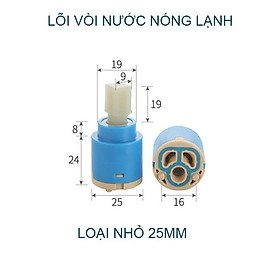 Lõi vòi nước nóng lạnh, dùng cho vòi chậu rửa lavabo, vòi chậu bếp, vòi sen tắm, loại D25mm, D35mm hoặc D40mm tùy chọn