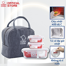Mua Bộ 3 Hộp Cơm Thủy Tinh COBACOOK Hộp Chia 2 Ngăn Và 2 Hộp 370ml Kèm Túi Giữ Nhiệt-CCL6NL33BB