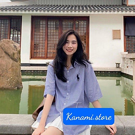 Áo sơ mi trơn 3 màu cài khuy sau và sơ mi in hình ngựa style Hàn Quốc - Ảnh thật chất lụa thô mềm KANAMI-SM20