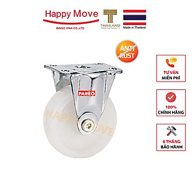 Bánh xe nylon tải nhẹ inox 304 càng cố định 50-65-75mm - Happy Move Thái Lan