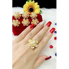 Nhẫn nữ bông hồng xi dát vàng 18k cao cấp 