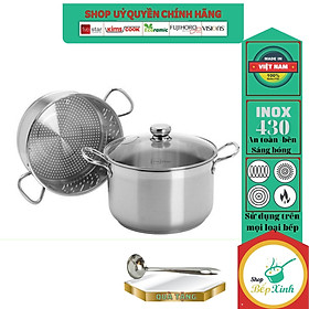 Mua Bộ nồi xửng hấp 3 đáy inox 430 FiveStar Standard nắp kính tặng 1 muỗng canh (24cm /26cm / 28cm /30cm /32cm)