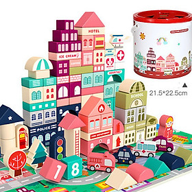 Bộ xếp hình bằng gỗ mô hình thành phố