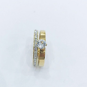 Nhẫn nữ 2 vòng đính đá titan ko đen tt 3444