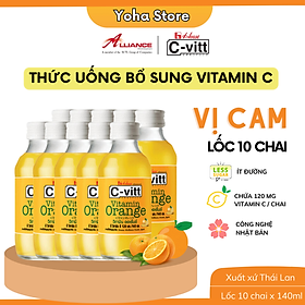 TPBS Nước C-VITT Giàu Vitamin C ,Tăng Đề kháng, Lốc 10 Chai x 140ml