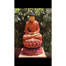 Mua Tượng phật thích ca bằng gỗ hương đá tô  làm mầu giả cổ kt cao 50×25×25cm