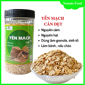 Yến mạch nguyên cám, hữu cơ Nunuts có cán dẹt và cán bể nấu cháo ăn dặm hoặc làm granola, sinh tố  hũ 500g