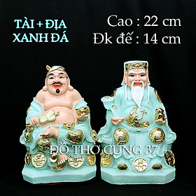 [ Cao 22 cm ] TƯỢNG THẦN TÀI THỔ ĐỊA - MÀU XANH ĐÁ [COMPOSITE + BỘT ĐÁ  ]