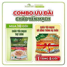 Combo 10 Gói Cháo Yến Mạch Thịt Heo Bằm Gói 40G (Tặng Kèm 5 Gói Cháo Gà Đông Trùng Hạ Thảo)