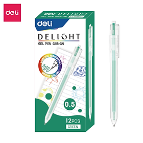 Bút gel bấm ngòi 0.5mm nhiều màu Deli - Độ dài mực lên tới 1000m - 12 màu mực - 1 chiếc - EG118