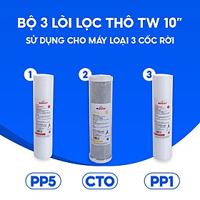 Mua Bộ 3 lõi lọc thô Taiwan 10  sử dụng cho máy loại 3 cốc rời: PP5 + CTO + PP1 (Hàng chính hãng)