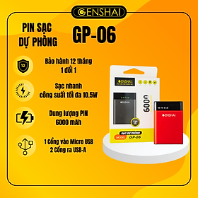 Mua Pin sạc dự phòng hàng chính hãng Genshai GP-06 6000 mAh | Bảo hành 12 tháng 1 đổi 1 | Made in Việt Nam