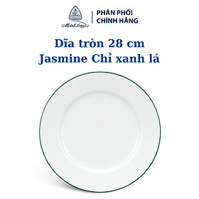 Dĩa tròn 28 cm jasmine Chỉ Xanh Lá - Gốm sứ cao cấp Minh Long I