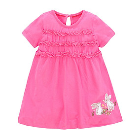 Váy hè cho bé gái hồng bèo ngực thêu thỏ cực xinh cotton cao cấp mẫu hè 2021 Size 2-7T (10- 28kg)