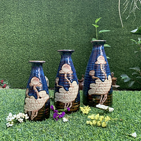  Bộ 3 lọ hoa men hỏa biến vẽ sen