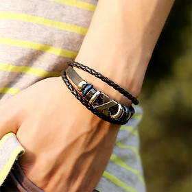 Fashion Braided Leather Bracelet Bangles Rope Multilayered Men Women