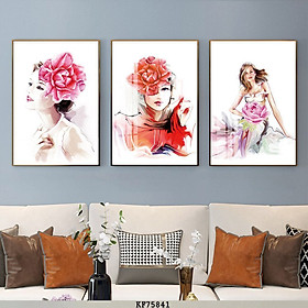 Mua Tranh Canvas Bộ 3 Cô Gái Hiện Đại - Tranh Treo Tường Hoàn Thiện Cả Khung In Vải Giá Rẻ