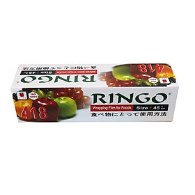 Màng bọc thực phẩm Ringo PVC cuộn lớn ST412/418/612, dùng được trong tủ lạnh, lò vi sóng, có lưỡi cắt - ST418 (45cm x 300m)