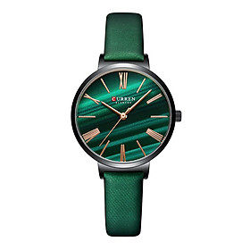 Đồng hồ thời trang nữ CURREN bằng thép không gỉ chống thấm nước 3ATM-Màu Dây đeo bằng da màu xanh lá cây và mặt số màu xanh lá cây
