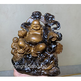 Mua Tượng phật di lặc nhất lộc bằng gỗ bách xanh thơm nức sơn pu giả cổ kt cao 20x17x8cm