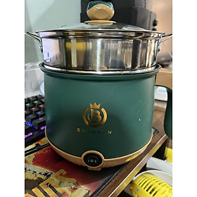 Nồi Lẩu Điện Mini 2 Tầng Chống Dính Tặng Khay Hấp Chiên, Xào, Rán, Lẩu, Nấu Cơm, Ca Nấu Mì Mini Đa Năng