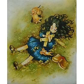 Mua Cô Gái Tóc Xù - Tranh Sơn Dầu Vẽ Tay 40x50cm