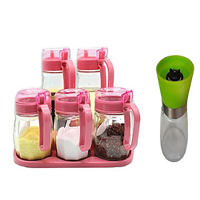 Mua Set 5 bình đựng gia vị thủy tinh tặng dụng cụ xay tiêu
