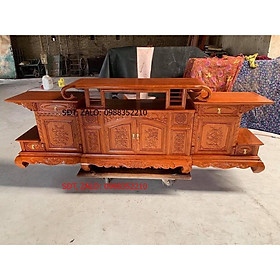 Kệ tivi Kệ tv gỗ gõ đỏ kệ vòm 2.4m