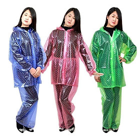 Bộ quần áo mưa chấm bi nhựa dẻo PVC chống thấm siêu bền - Hàng cao cấp