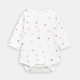 Bộ bodychip dài tay cúc bấm thẳng, họa tiết đặc sắc Boube - Chất liệu Petit thoáng mát - Size dành cho bé từ 0-12M