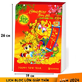 Bloc lịch mừng xuân 2024 kích thước khổ bloc 19*26 cm