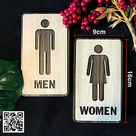 Bộ bảng toilet (Men, Women) gỗ dán tường kích thước 16x9cm