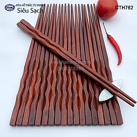 Đũa Nhật gỗ trắc đầu lượn sóng (10 đôi) - CTH762 - đũa gỗ siêu sạch - An toàn cho sức khỏe