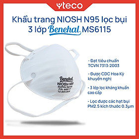 Khẩu trang NIOSH N95 lọc bụi 3 lớp Benehal MS6115