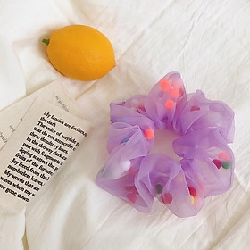 Dây buộc tóc voan mềm kèm quả bông siêu dễ thương HD68