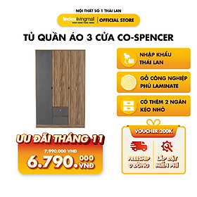Mua Tủ quần áo 3 cánh mở kèm ngăn kéo CO-SPENCER gỗ công nghiệp cao cấp chống ẩm  phối màu nâu xám sang trọng | Index Living Mall - Phân phối độc quyền tại Việt Nam